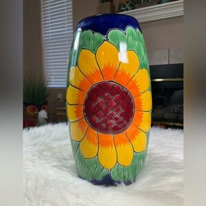 Talavera Ceramic Sunflower Vase|Mexican Pottery|Handpainted|Folkart